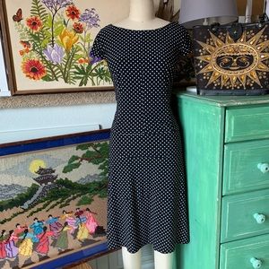 Anne Klein Black Dress with White Polka Dots